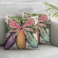 thumbnail image 3 of PHYHOO Pillow Covers , Rabbit Bunny Floral Eggs Striped Farmhouse Decorative Throw Pillowcases for Home Sofa Couch Decoration, 3 of 5