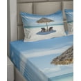 thumbnail image 6 of Ambesonne Ocean Fitted & Top Sheet Set with Shams, Zanzibar Eastern Scenery, Turquoise Cream, 6 of 8