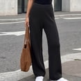 thumbnail image 4 of Lenpel Womens Casual Sweater Pants Fall Elastic High Waisted Knitted Trousers Plain Straight Leg Warm Pants with Pockets(Black,Small), 4 of 5