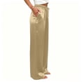 thumbnail image 5 of TEAJOPSUU Womens Satin Pajama Pants Silk Wide Leg Sleep Lounge Pants Loose Pj Bottom with Pockets Solid Color Sleepwear Trousers Khaki, 5 of 7