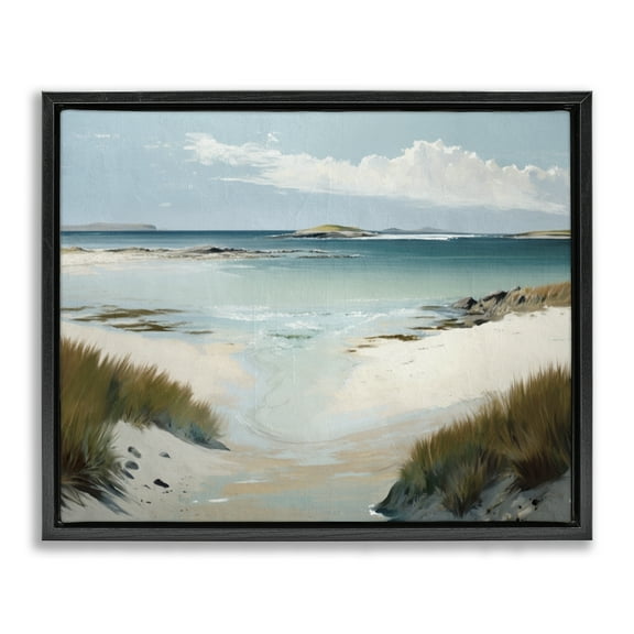 Stupell Industries River Tide Seascape Nautical & Beach Painting Black Floater Framed Canvas Art Print Wall Art, 21 x 17