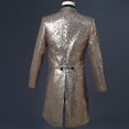 thumbnail image 3 of IYTR Men's Sequined Tailcoat Jacket Formal Wedding Party Prom Suit Blazer Black Long Sleeve Tuxedo Elegant Sequin Coat Evening Party Gold M, 3 of 4