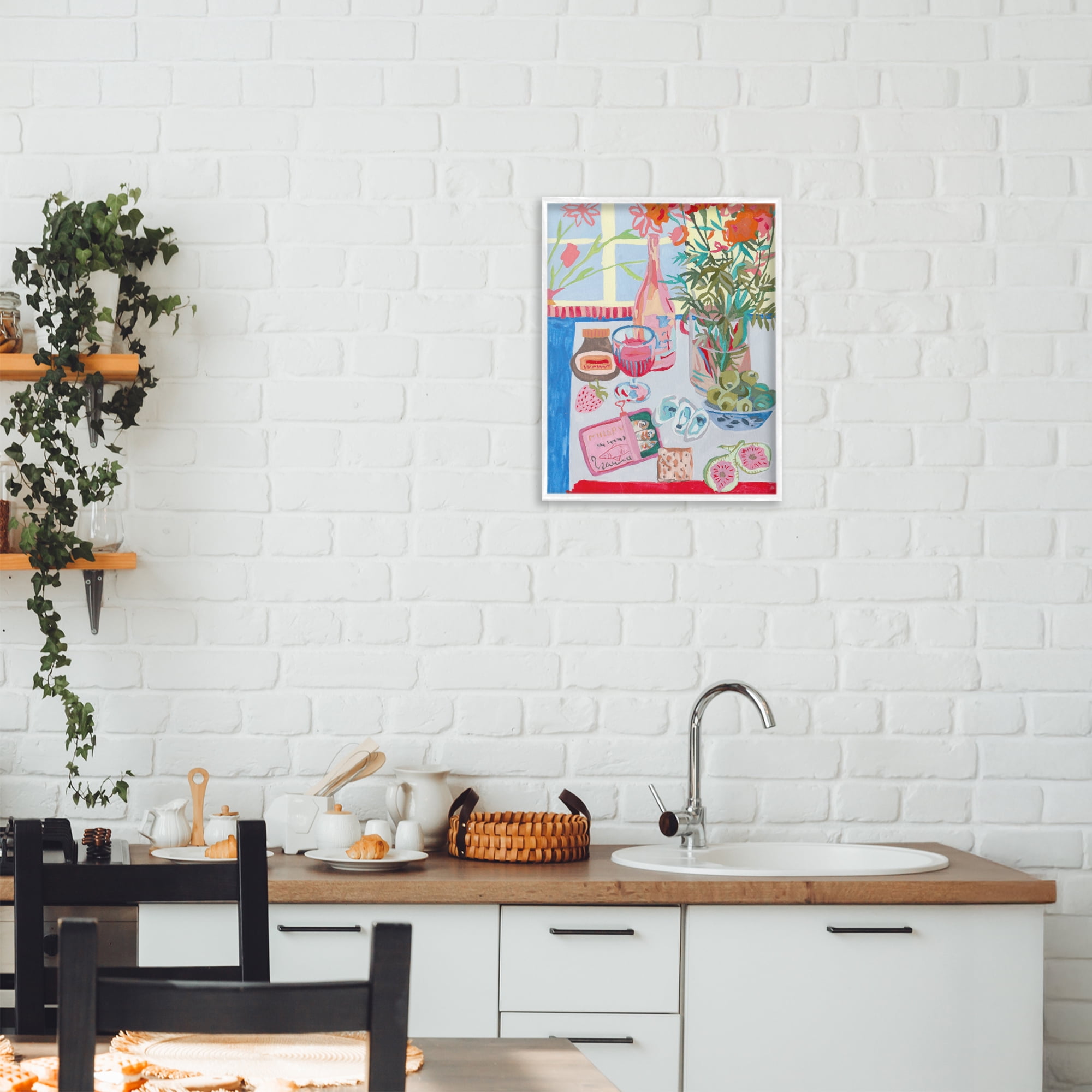 Stupell Industries Red & Blue Table Setting White Framed Giclee Art, design by Melissa Wang