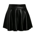 thumbnail image 5 of Gyexs Leather Skirts for Women High Waist Sparkly Shiny Flared Pleated A-Line Mini Skort Night Out Party, Black & Size L, 5 of 5