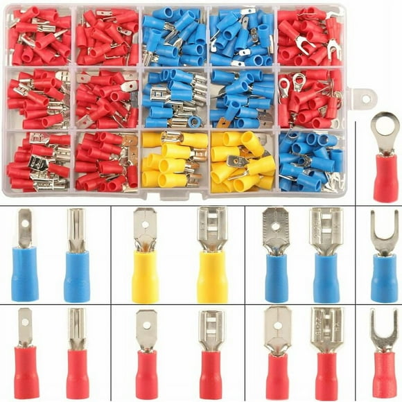 Hongchun Electrical Crimp, 280 PCS Electrical Insulated, Electrical Crimp Connectors, Lugs and Kits, Assortment of Round Connectors Flat Terminals Female Terminals Spade Terminals