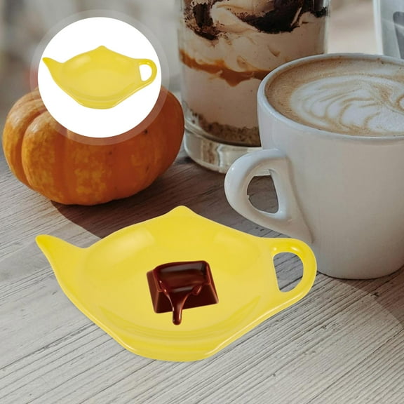 Teapot Shaped Tea Bag Coaster Delicate Ceramic Tea Bag Saucer for Desktop
