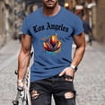thumbnail image 2 of LpwkSSA Men Casual Round Neck Printing Pullover Fitness Sports Shorts Sleeves T Shirt Blouse Blue M, 2 of 5