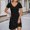 Black, variant on Elegant Everyday Women's Casual Flowy Short Sleeve Tennis Dress for Spring and Summer with Neckline and Solid Color Comfort Brown S