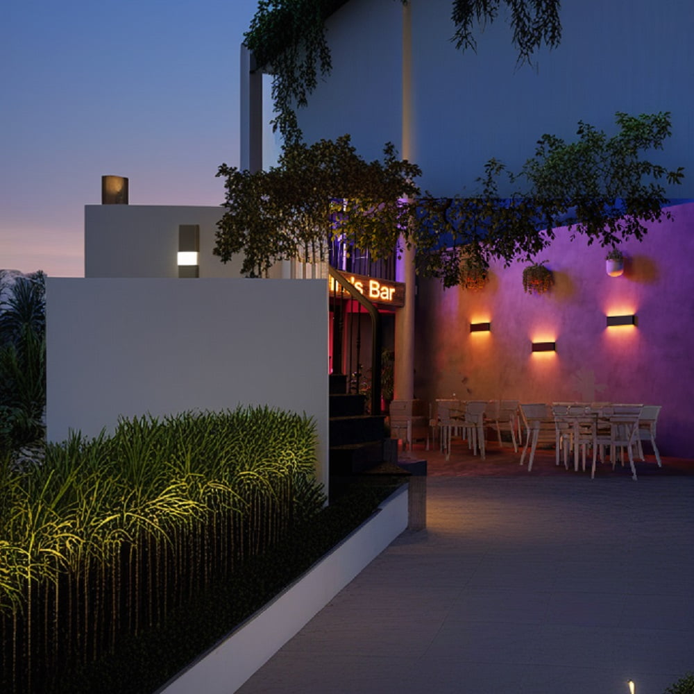 16" Outdoor Commercial Wall Lighting, Smart LED Wall Sconce, 100-265V, Color Changing Wall Light with Remote