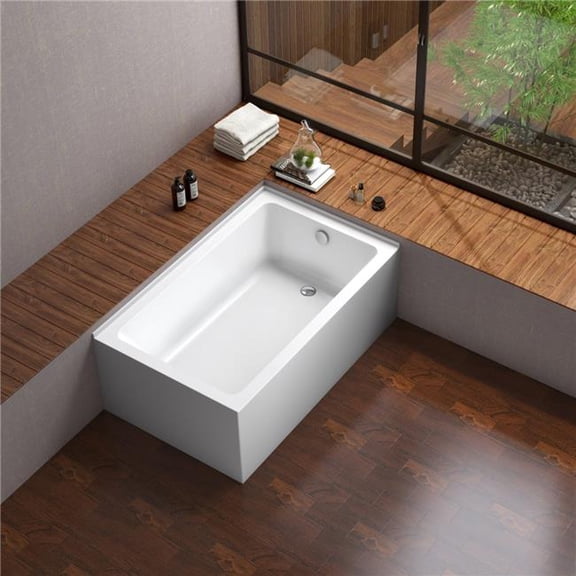Aqua Eden 60 in. Acrylic Alcove Tub with Right Hand Drain, White