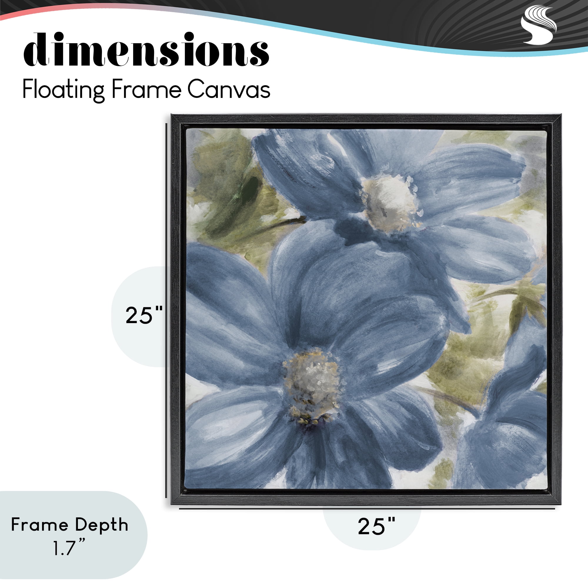 Stupell Industries Walk In Beauty Blue Flowers Black Framed Floater Canvas Wall Art, design by Lanie Loreth