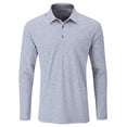 thumbnail image 2 of SCALES Iconic Premium Heather Long Sleeve Polo Black Heather, Small, 2 of 3