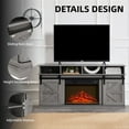 thumbnail image 4 of Fireplace TV Stand with 23'' Fireplace Insert, Electric Fireplace Heater Entertainment Center for 65" TVs, TV Console Cabinet W/Large Storage, Sliding Doors Cabinet, Remote Control, Gray, 4 of 10