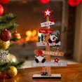 thumbnail image 4 of Wooden Christmas Table Centerpiece Decor, Santa Claus Snowman Tree Figurine, 1 Piece Wood Material Merry Christmas Sign, For Holiday Dinner Party Interior, Vintage Home Desktop Display, A, 4 of 5
