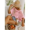 thumbnail image 3 of UVN Crochet Beach Coverups Women Swimsuits Summer Short Sleeve Blouses Knit Hollow Out Tops, 3 of 5