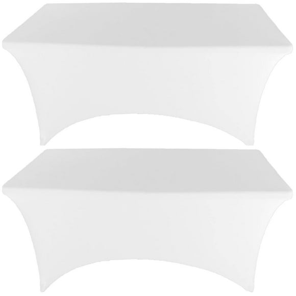 Mantel Gowinex Spandex de 6 pies, blanco, para mesa rectangular
