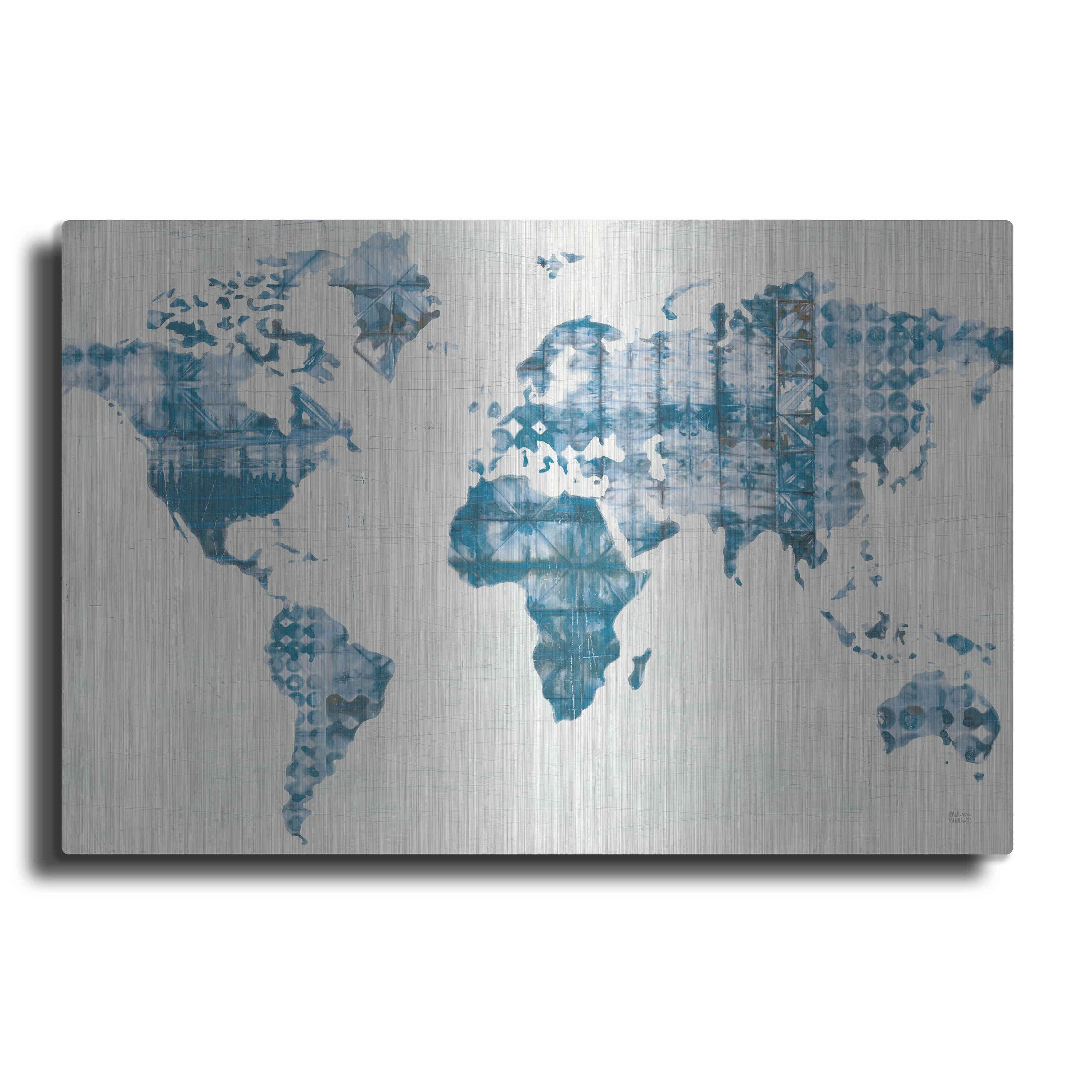 Luxe Metal Art 'Kanari Map Indigo' by Melissa Averinos, Metal Wall Art ...