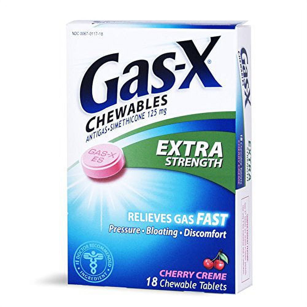 Gas-X Extra Strength Gas Relief Chewable Tablets, Cherry Creme, 18 Ct (6 Pack) (Bundle)