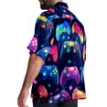 thumbnail image 3 of Game Controller Men's Short Sleeve Casual Printed Button Down Beach Shirt Summer Unisex Top, 3 of 6