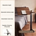thumbnail image 5 of Leumius Adjustable Overbed Bedside Table With Wheels,Mobile Rolling Laptop Stand Tilting Tray Table for Bed,Sofa,Hospital,Walnut, 5 of 7