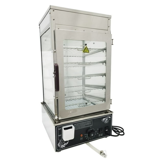 5 Layers Electric Hot Food Warmer Display Case Hot Dog Steamer Warmer 86-230℉ 110V
