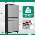 thumbnail image 3 of Letaya Metal Garage Storage Cabinet with Wheels,72” Rolling Tool Cabinet with 4 Door Lock-Adjustable Shelves and Drawer for Garage Home Office Utility Room (Black&Gray with Wheels), 3 of 12