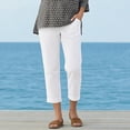 thumbnail image 6 of Sakmal Cotton Linen Womens Capri Pants Wide Leg Cropped Pants Spring Solid Fashion Women's Capris L, 6 of 7