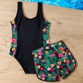 thumbnail image 2 of Girls One Piece Bathing Suit with Tropical Print Shorts Tankini Set Full Coverage Swimwear for 8-13 Years, 2 of 6
