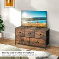 thumbnail image 5 of Costway 5-Drawer Dresser Fabric Storage Tower w/wooden Top Chest Organizer Rustic Brown, 5 of 10