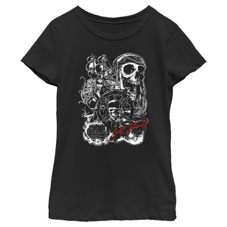 Girl s Pirates of the Caribbean: Curse of the Black Pearl Jack Sparrow Icons Graphic Tee Black Medium
