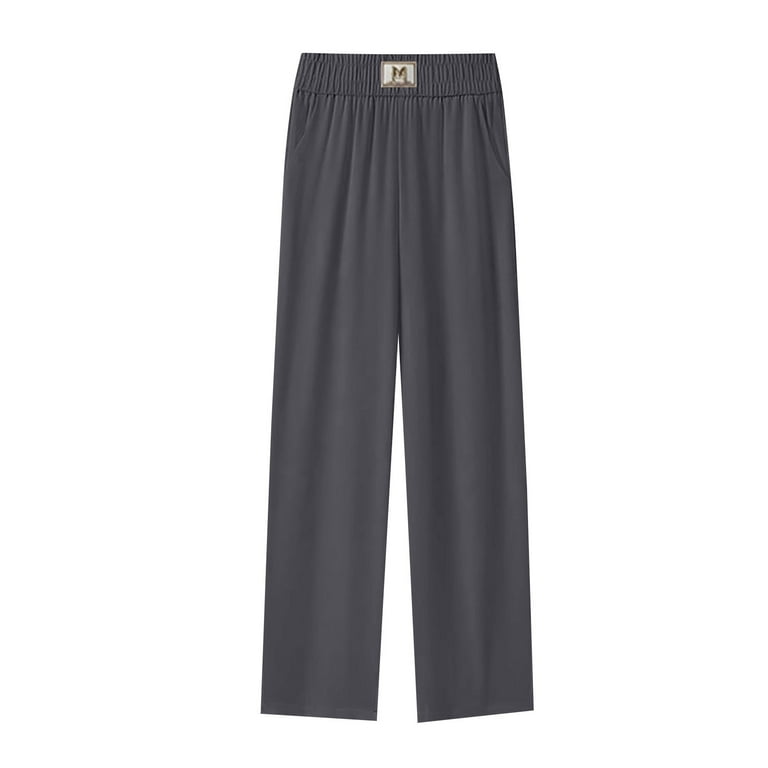 TrendOFT Womens Dress Pants Wide Leg Pull On Stretchy Work Pants Women High  Waisted Business Casual Trousers with Pockets Grey XXL
