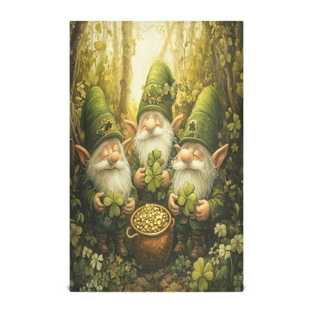 

WOBOGO Gnomes Celebrating St Patricks Kitchen Towel 6 Piece Large Cotton Dishcloth Premium Absorbency Set with Hanging Loop