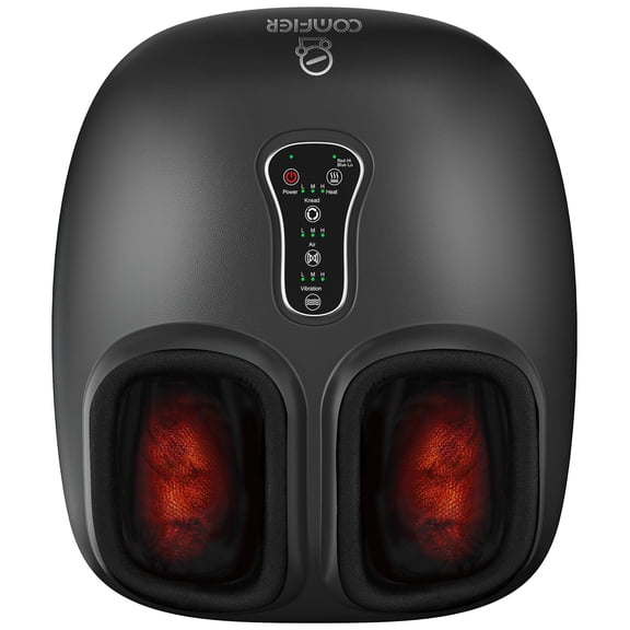 Comfier Shiatsu Foot Massager with Heat Deep Kneading Feet Massage Machine for Plantar Fasciitis Blood Circulation Size Up to 13-Black
