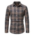 thumbnail image 6 of YODETEY Men's Classic Plaid Long Sleeve Button Down Flannel Shirt,Regular Fit Plaid Dress Shirts,Size S-2XL, 6 of 7