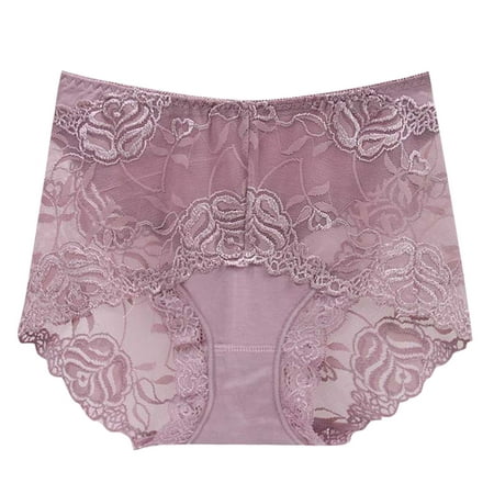

ZMHEGW Womens Panties Mid High Waist Lace Transparent Seamless Large Size Hip Lift Underwear Women Boyshort 3 Pack