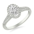 thumbnail image 2 of Ammo Jewel Oval Cut Diamond Halo Engagement Ring - 1.8 Ct Lab-Created Simulated Diamond - 14K White Gold Plated Ring for Her - Great for Proposal - Gift for Her - Women's Jewelry - Unique Design, 2 of 3