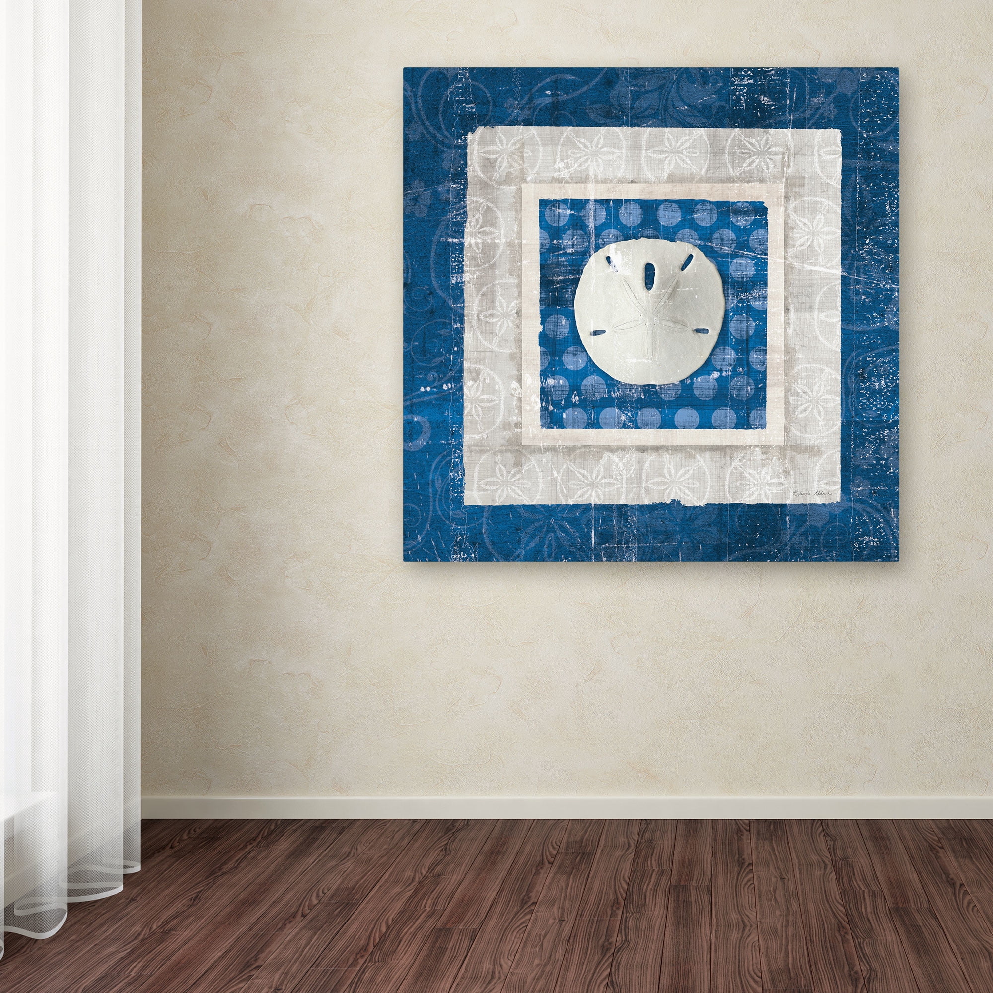 Trademark Fine Art "Sea Shell I on Blue" Canvas Art by Belinda Aldrich