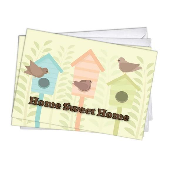 Bird Houses New Home Housewarming Cards | 1 Pack Single (5x7)