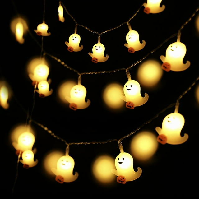 2Pcs Halloween String Lights 9.8ft Skeleton Hanging Fairy String Lights Waterproof Battery Powered Halloween Decoration String Lamps for Window Courtyard