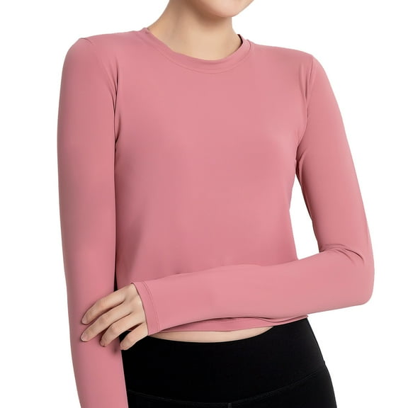 Long Sleeve Workout Shirt Running Workout Athletic Tops for Women Thumb Hole