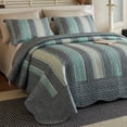 thumbnail image 6 of 3-Piece Lightweight Polyester Modern Striped Quilt Bedspread Set BY224, 6 of 13
