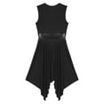 thumbnail image 6 of YONGHS Womens Color Block Praise Liturgical Dancewear Sleeveless Irregular Hem Lyrical Dance Dress Black S, 6 of 7
