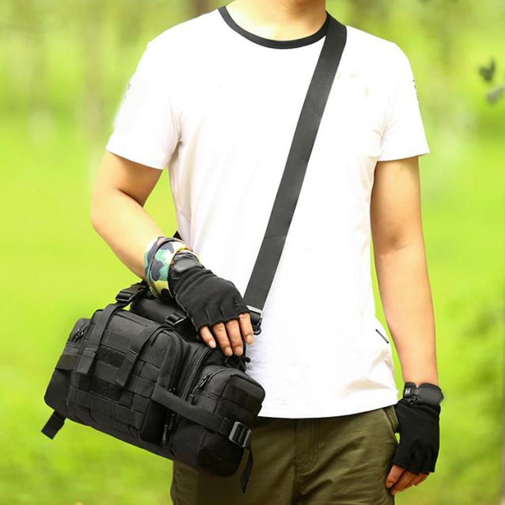 Dualoai Outdoor Molle Waist Bag Waterproof SLR Cameras Waist Fanny Pack Belt Bum Bag Black