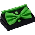 thumbnail image 2 of LAICAIW Mens Solid Color Double Fold Pre-tied Bow Tie and Pocket Square Cufflink Set with Gift Box, 2 of 6