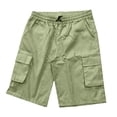 thumbnail image 5 of YODETEY Men's Drawstring Elastic Waist Multi-Pocket Cargo Shorts , Men's & Big Men's Green,Size S-4XL, 5 of 5