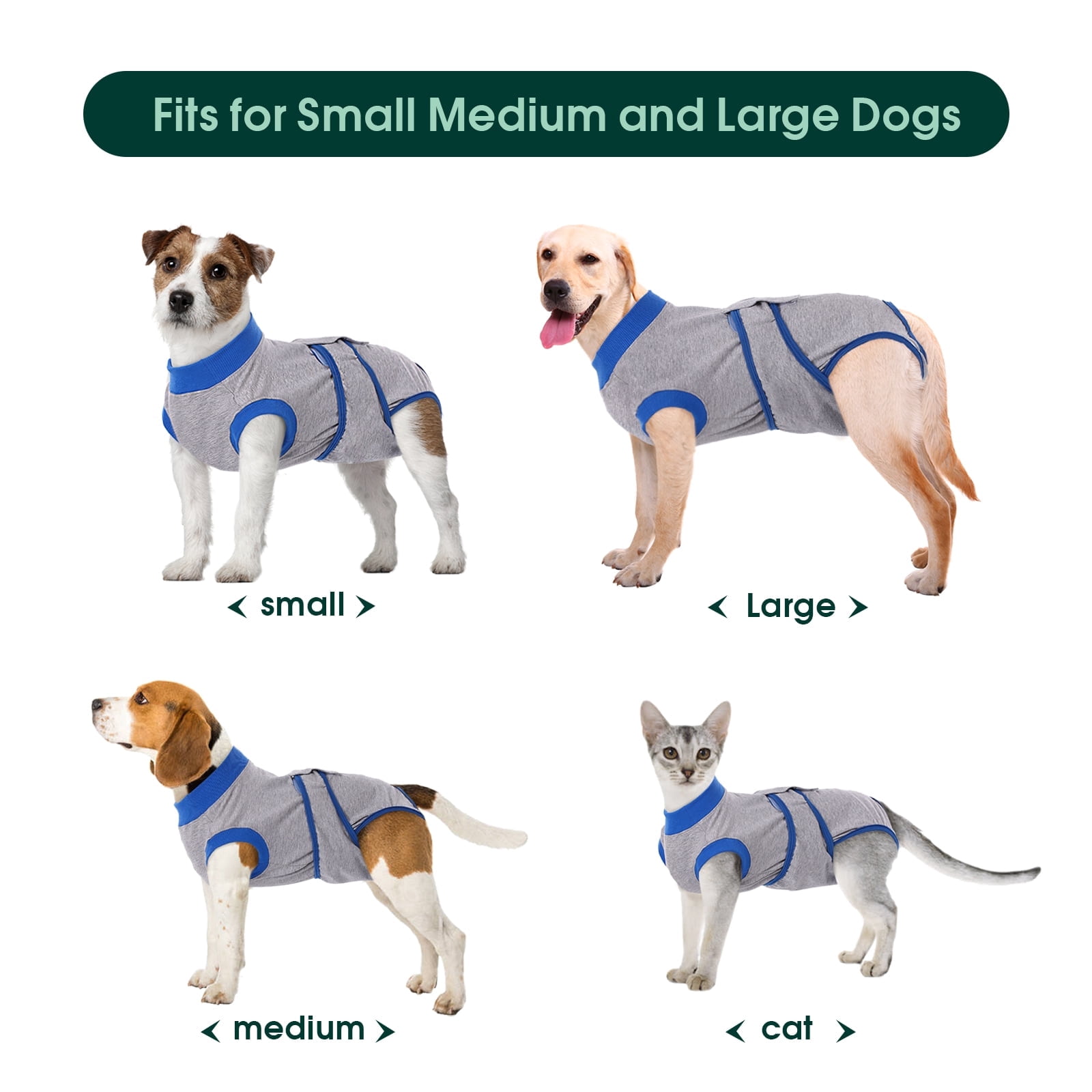 Kuoser Dog Surgical Recovery Suit Dogs Cat Onesie after Surgery,Grey,XS