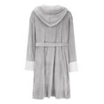 thumbnail image 4 of Lovskoo Plush Robes for Women Robe Long Sleeve Fuzzy Fluffy Soft Warm Fleece Hooded Bathrobe A-Gray, 4 of 7