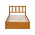 thumbnail image 3 of Solid Wood Platform Bed with Trundle - Full Size Bed Frame, Light Toffee Finish, 3 of 6