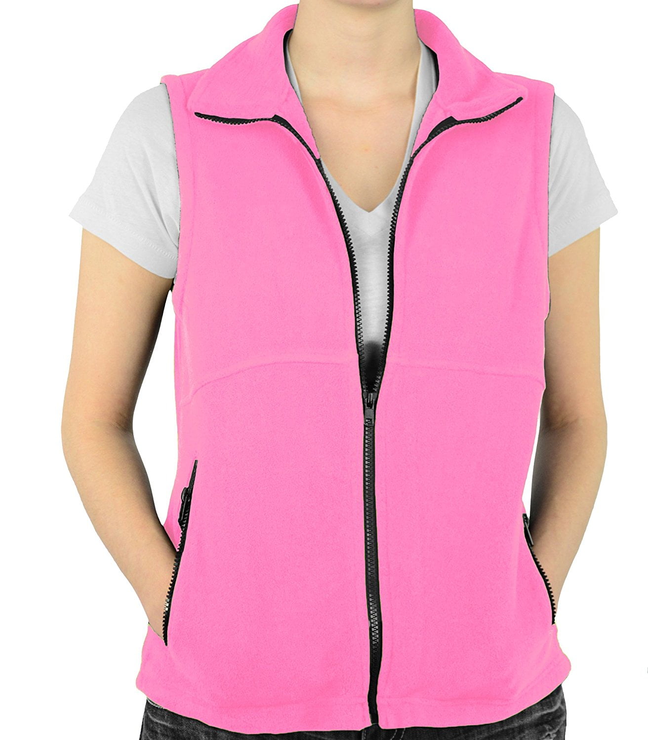 Woman's fleece Vest Polar Fleece Vest for Woman with Zippered Pockets