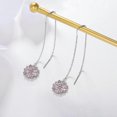 thumbnail image 4 of pares de pendientes de plata de ley S925 con cadena de enhebrador para mujer, con barra envolvente, código de producto 78536, 4 of 5
